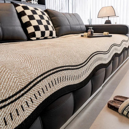 Sofa Cover Anti-Slip Microfiber Wavy Edge