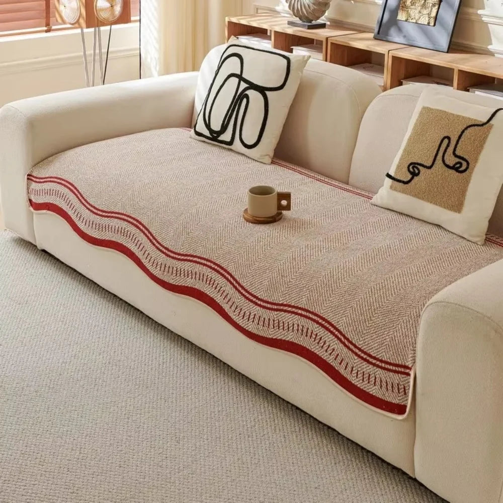 Sofa Cover Anti-Slip Microfiber Wavy Edge