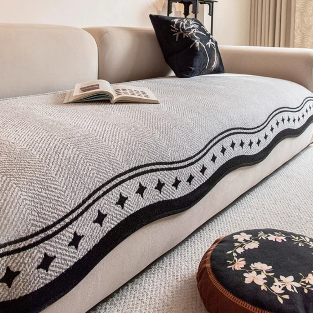 Sofa Cover Anti-Slip Microfiber Wavy Edge