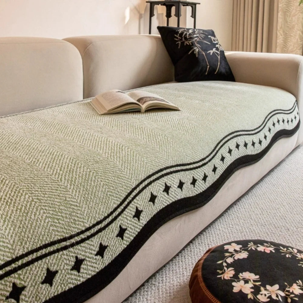 Sofa Cover Anti-Slip Microfiber Wavy Edge