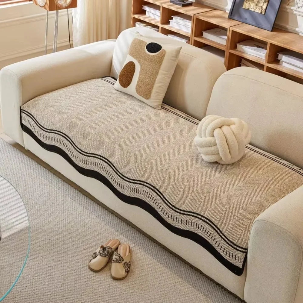 Sofa Cover Anti-Slip Microfiber Wavy Edge
