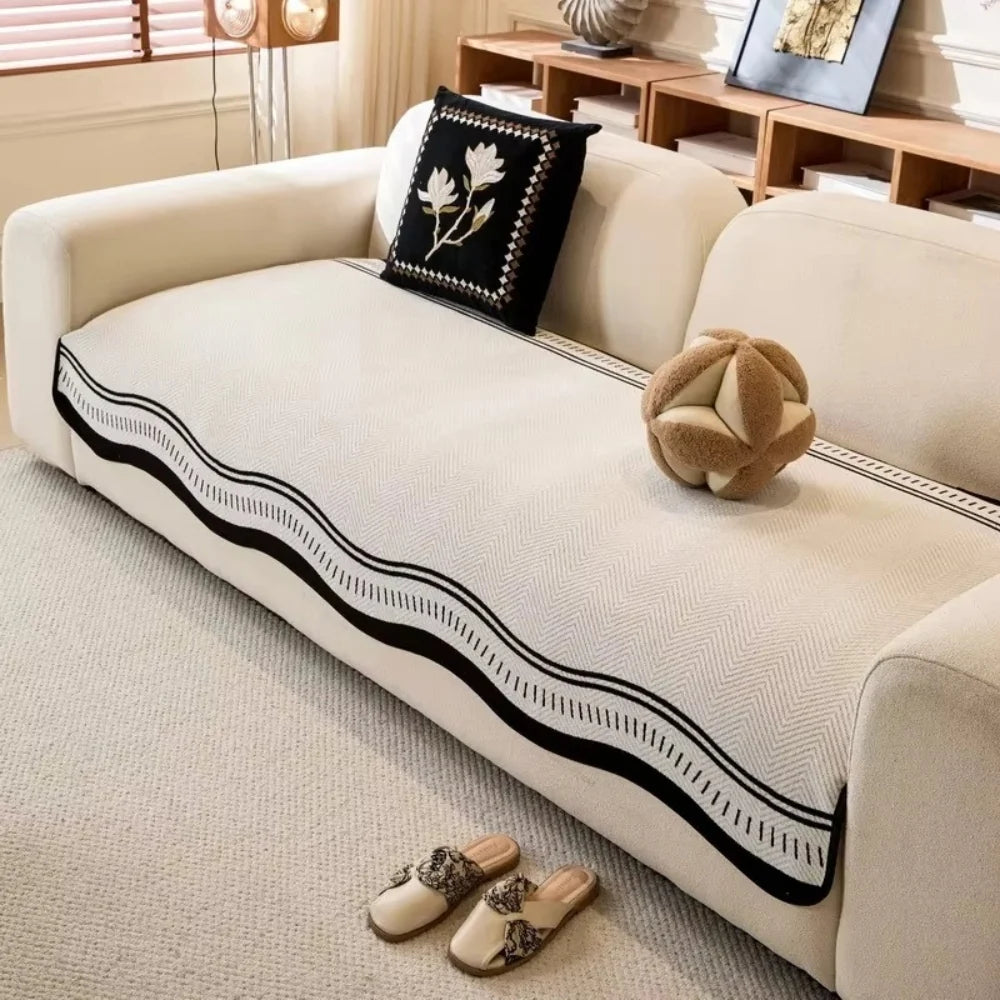 Sofa Cover Anti-Slip Microfiber Wavy Edge