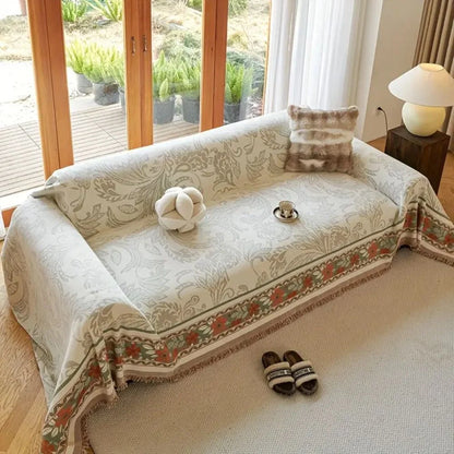 Sofa Cover Boho Floral Chenille Machine Washable