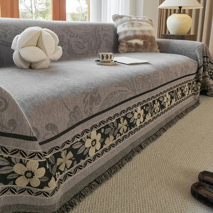 Sofa Cover Boho Floral Chenille Machine Washable