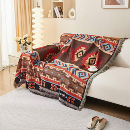 Sofa Cover Boho Geometric Tassel Trim Machine Washable