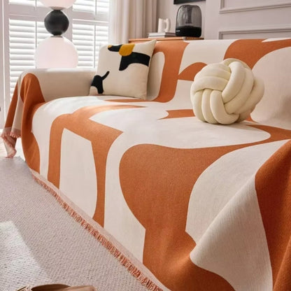 Sofa Cover Boho Jacquard Chenille Reversible & Tassel Trim