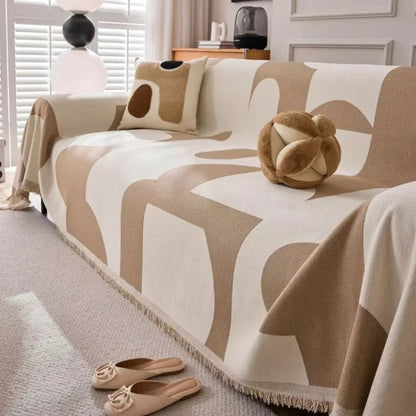 Sofa Cover Boho Jacquard Chenille Reversible & Tassel Trim