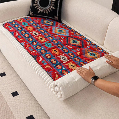 Sofa Cover Boho Jacquard Plush Microfiber & Non-Slip Backing