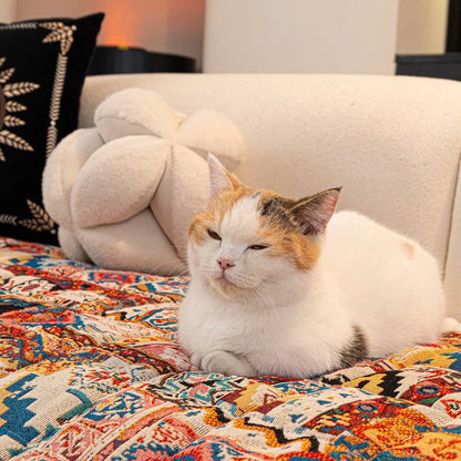 Sofa Cover Boho Jacquard Plush Microfiber & Non-Slip Backing