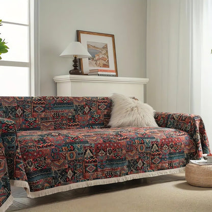 Sofa Cover Boho Moroccan Cotton Blend Anti-Scratch