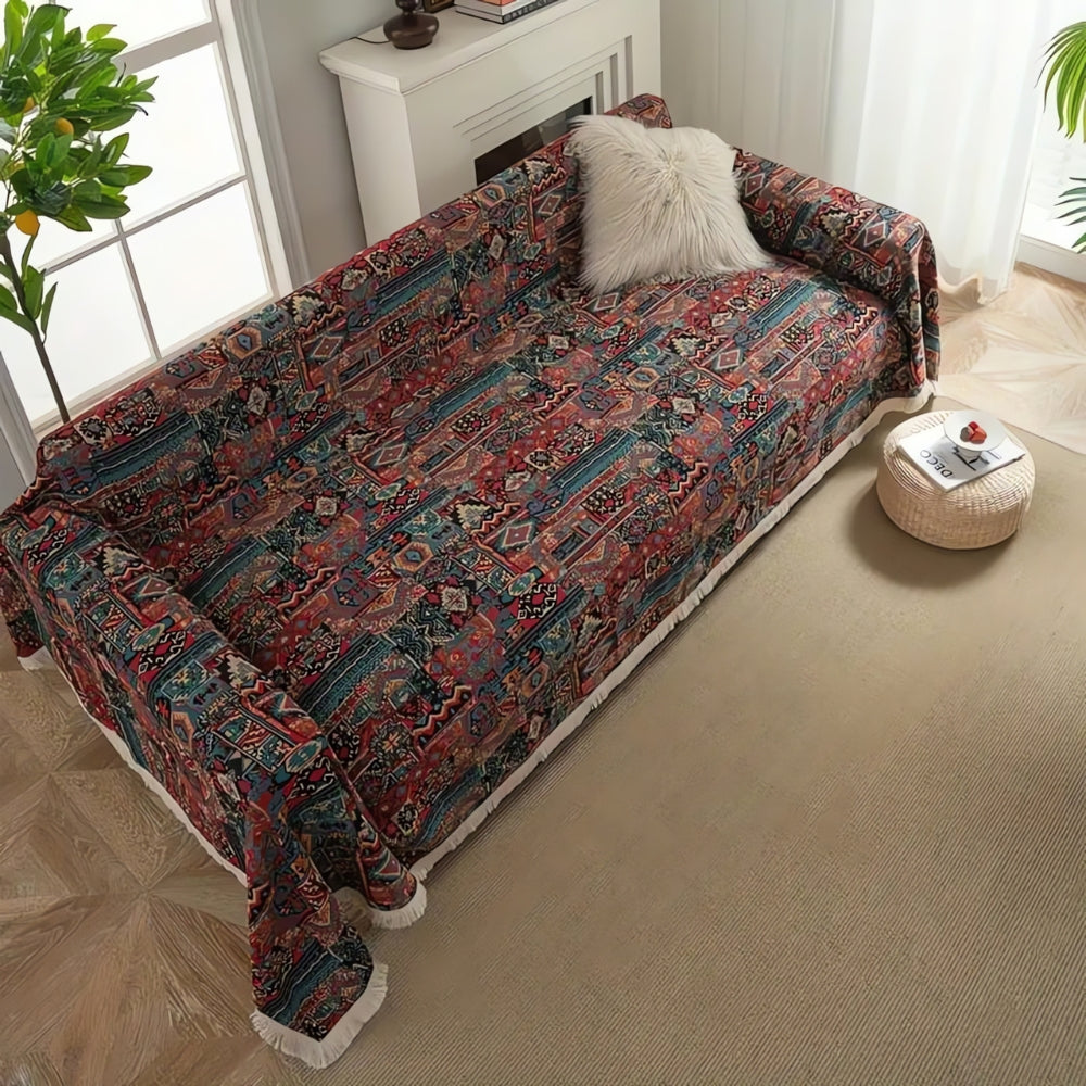Sofa Cover Boho Moroccan Cotton Blend Anti-Scratch