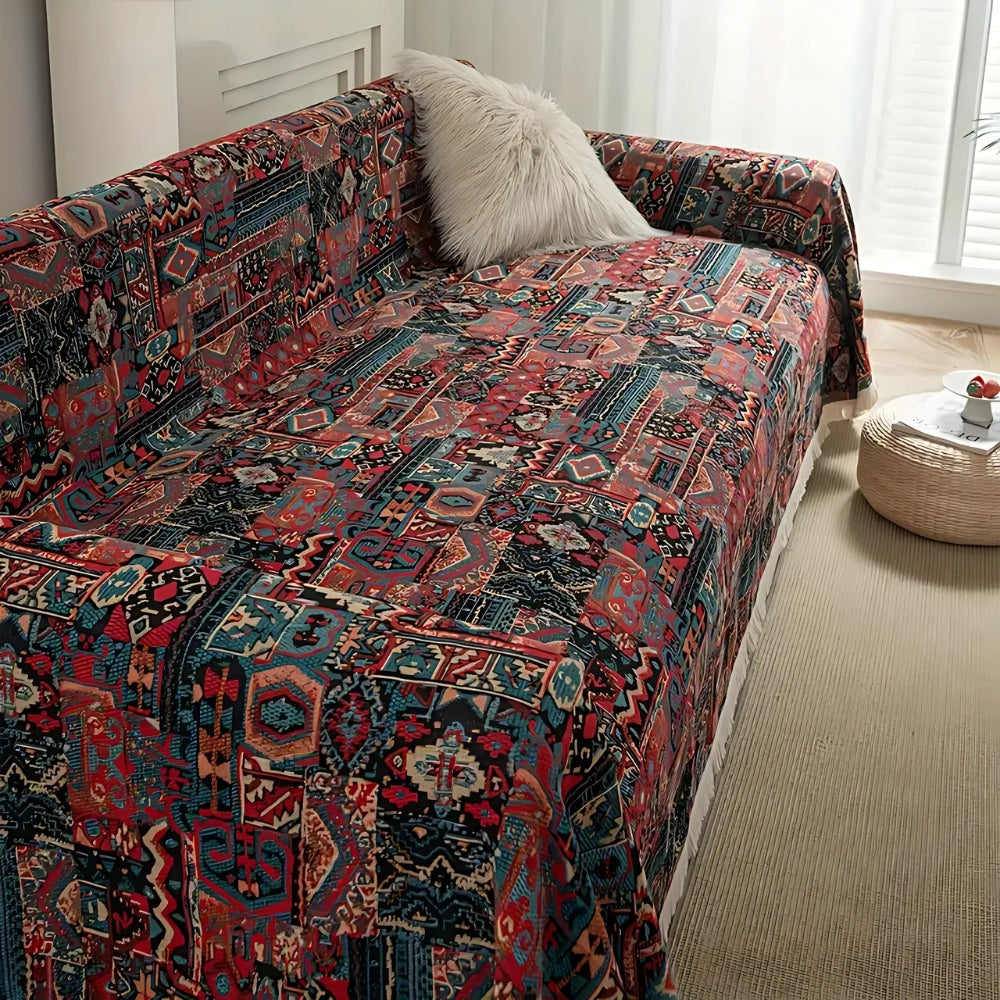 Sofa Cover Boho Moroccan Cotton Blend Anti-Scratch