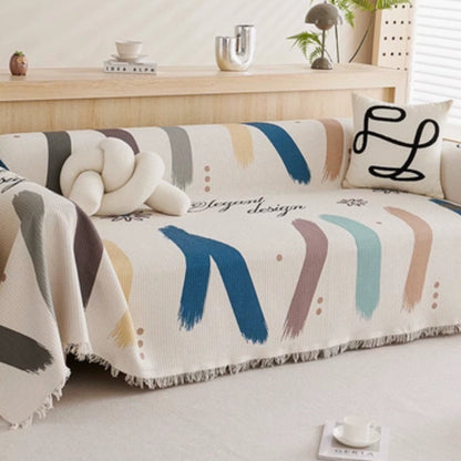 Sofa Cover Boho Tassel Edges Pet-Friendly Machine Washable