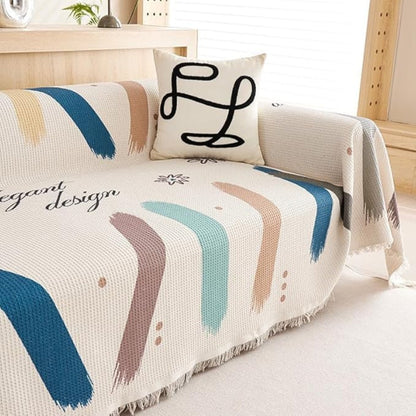 Sofa Cover Boho Tassel Edges Pet-Friendly Machine Washable