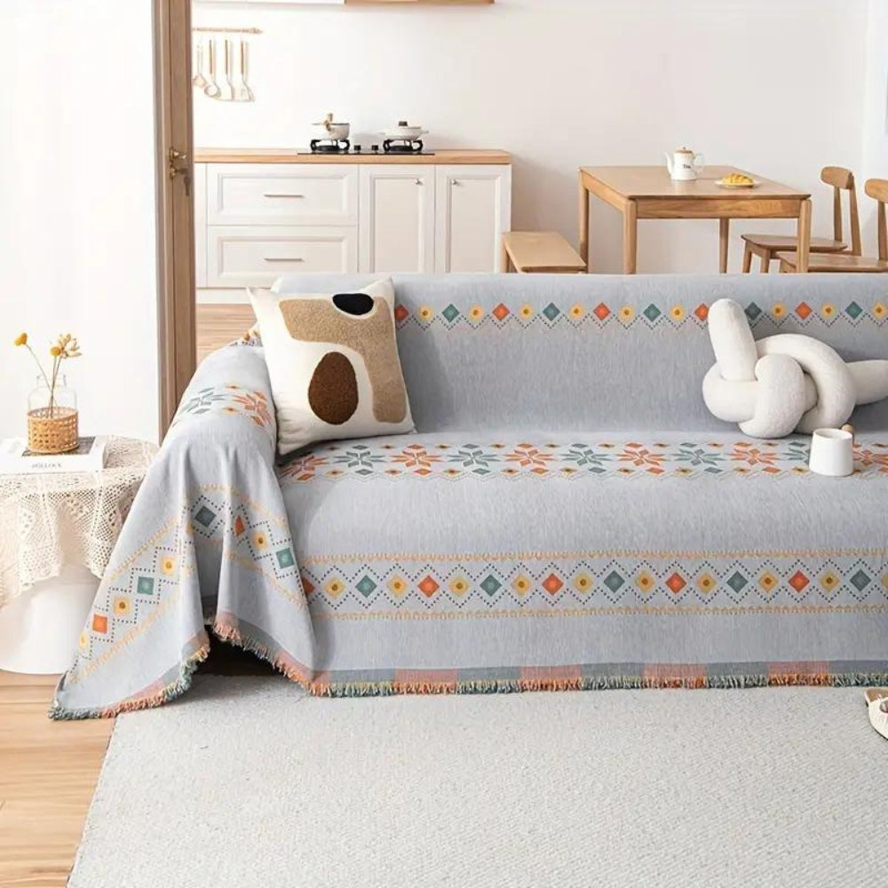 Sofa Cover Boho Tassel Microfiber Chenille & Non-Slip