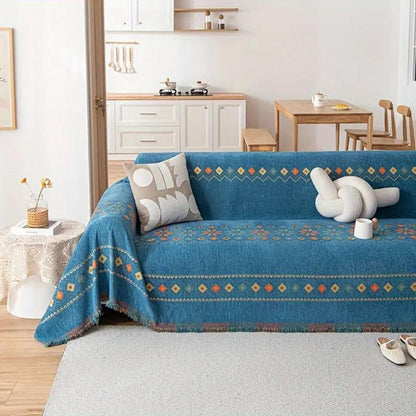 Sofa Cover Boho Tassel Microfiber Chenille & Non-Slip