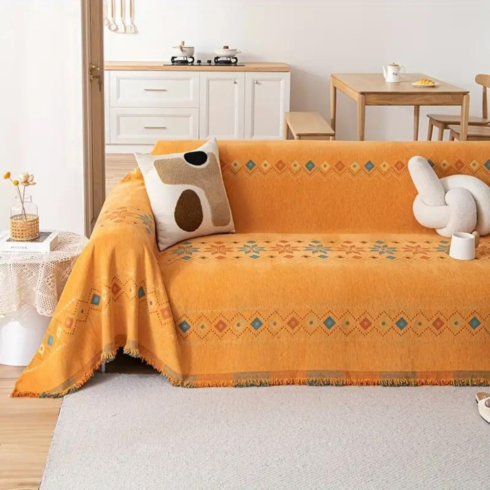 Sofa Cover Boho Tassel Microfiber Chenille & Non-Slip