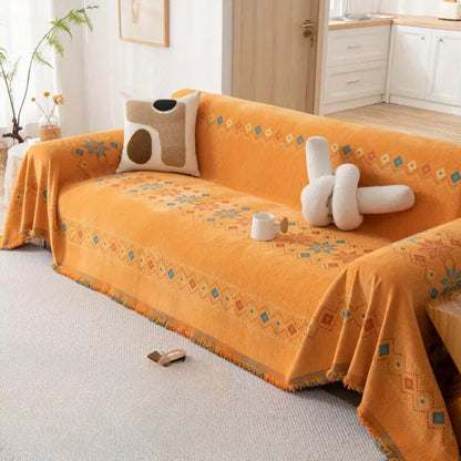 Sofa Cover Boho Tassel Microfiber Chenille & Non-Slip