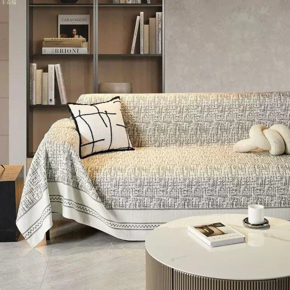 Sofa Cover Breathable Microfiber & Reversible Sketch Design