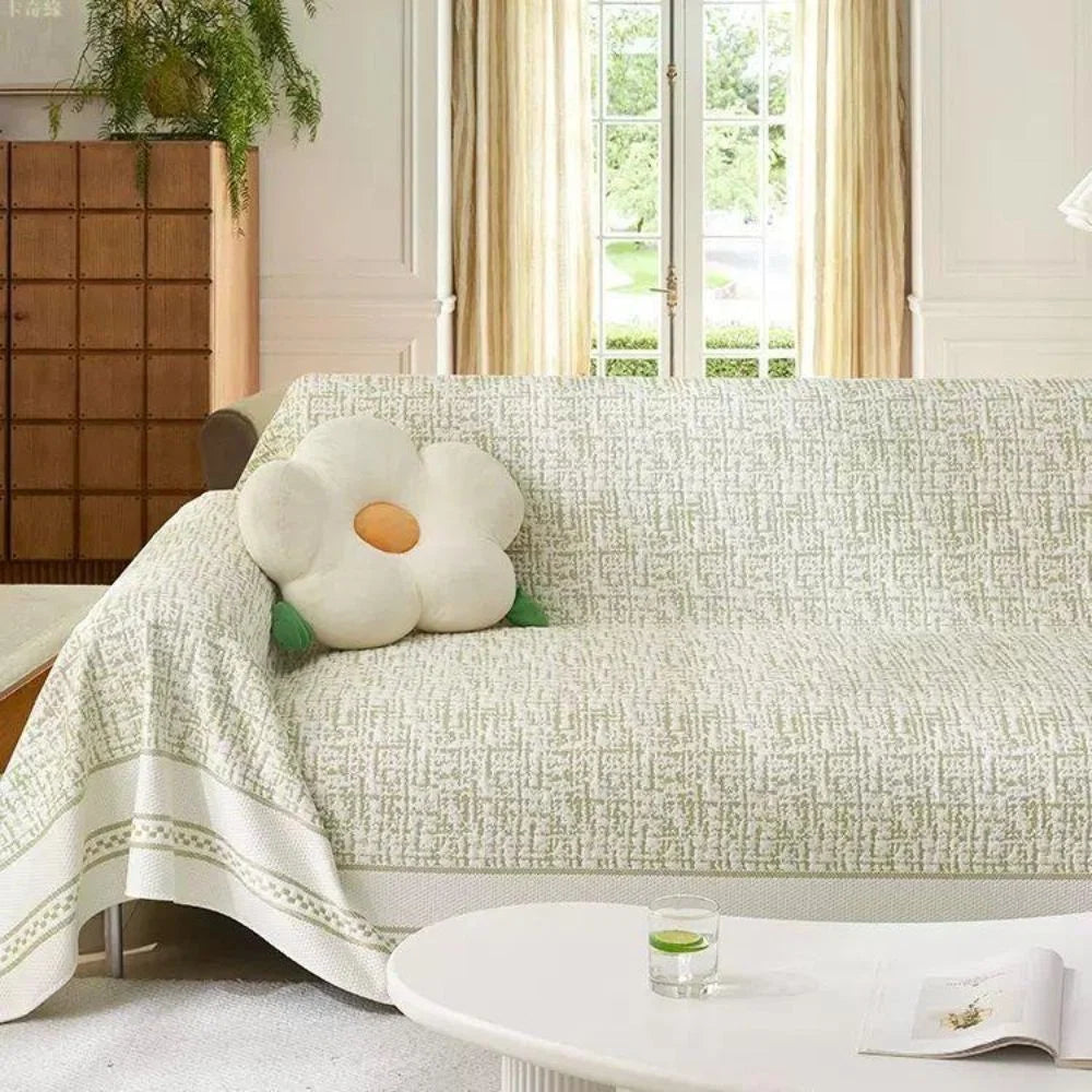 Sofa Cover Breathable Microfiber & Reversible Sketch Design