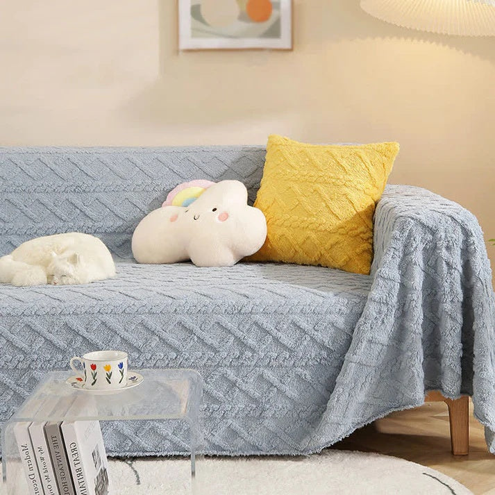 Sofa Cover Cashmere Waffle Texture Full Coverage Machine Washable