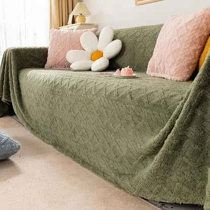 Sofa Cover Cashmere Waffle Texture Full Coverage Machine Washable