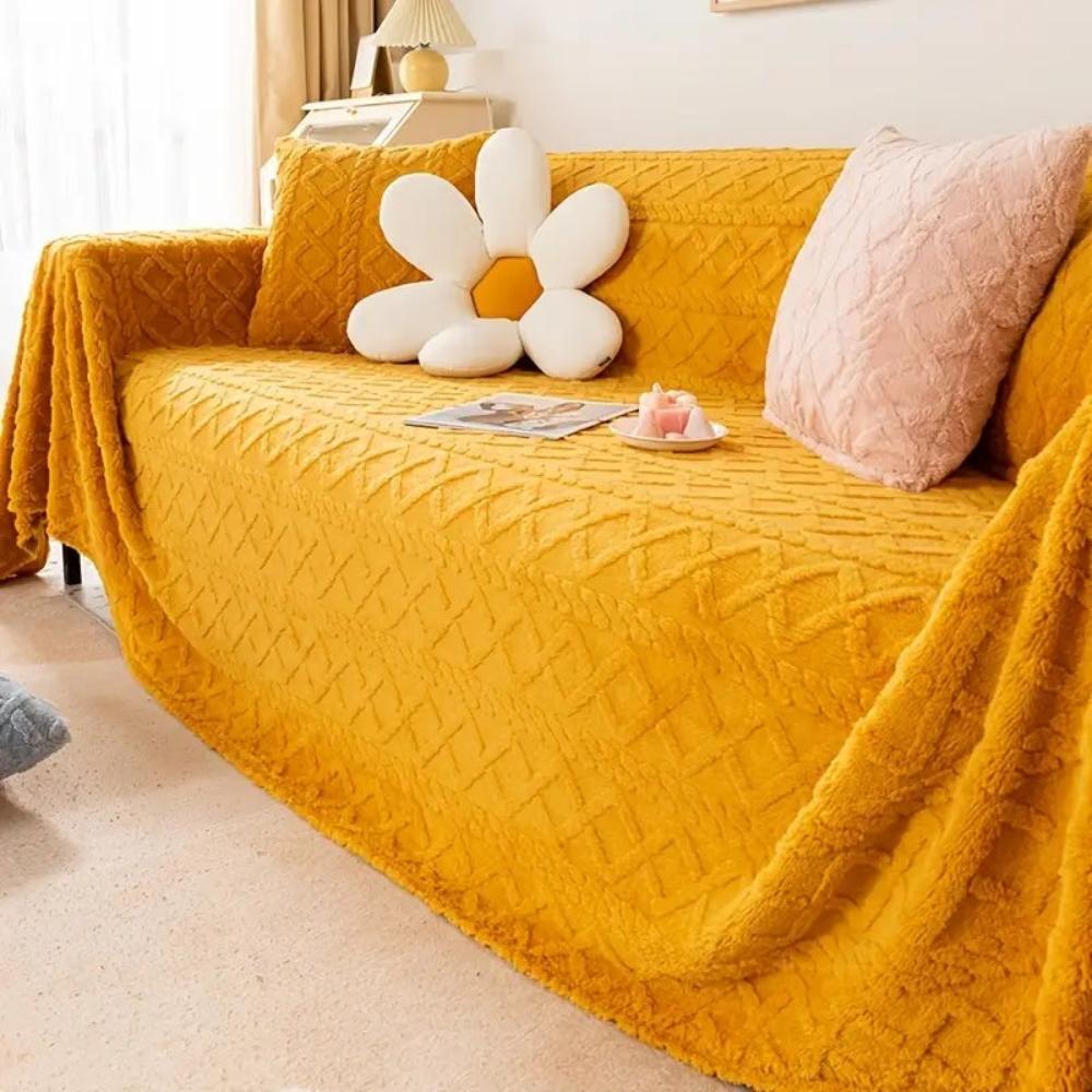Sofa Cover Cashmere Waffle Texture Full Coverage Machine Washable