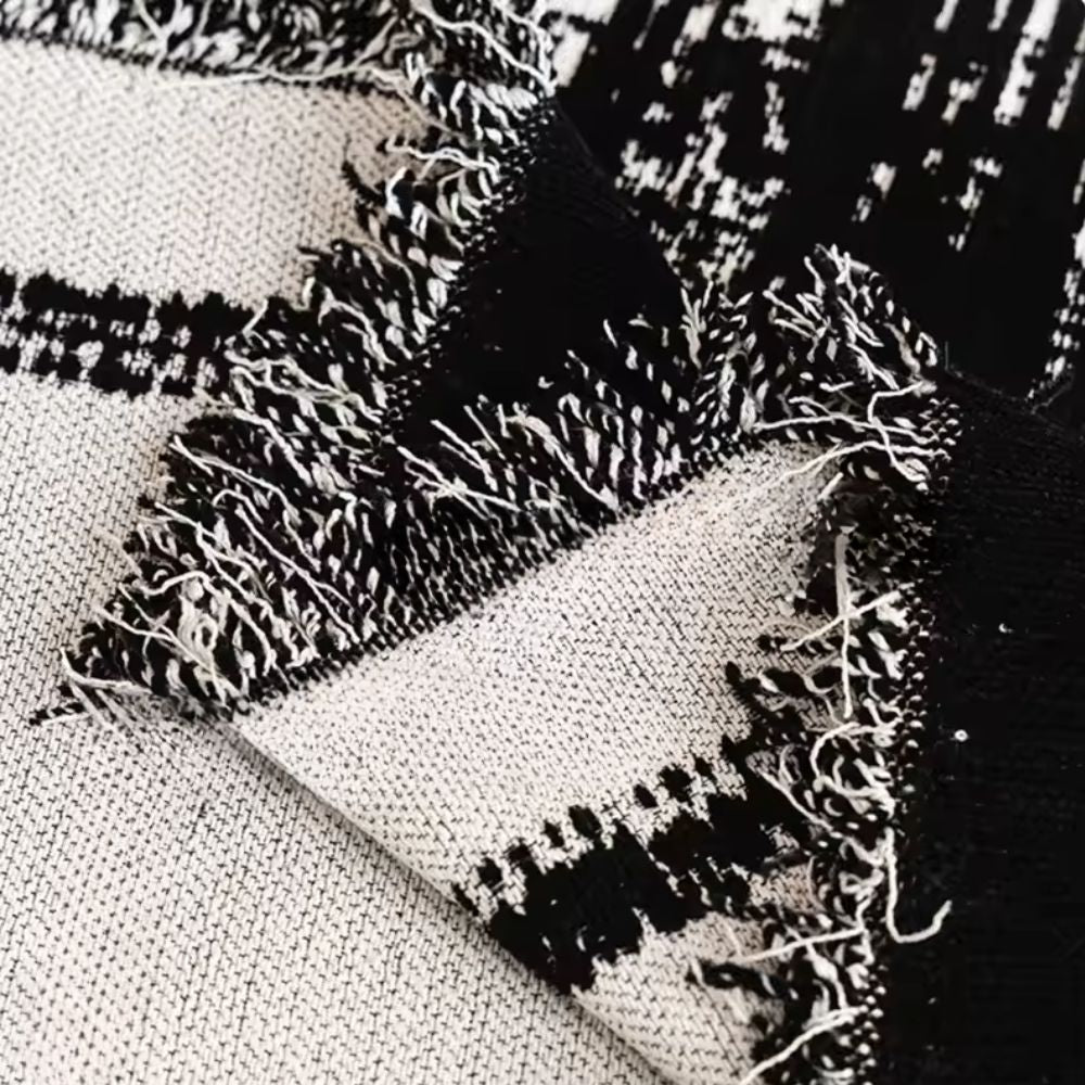 Sofa Cover Chenille Fabric Bamboo Print Fringed Edges