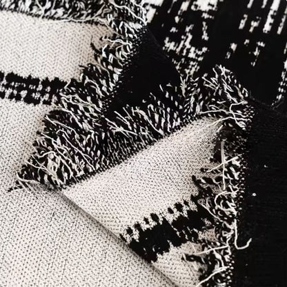 Sofa Cover Chenille Fabric Bamboo Print Fringed Edges