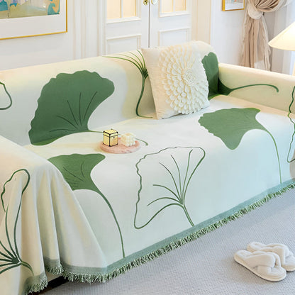 Sofa Cover Chenille Ginkgo Leaf Machine Washable