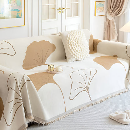 Sofa Cover Chenille Ginkgo Leaf Machine Washable