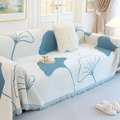 Sofa Cover Chenille Ginkgo Leaf Machine Washable