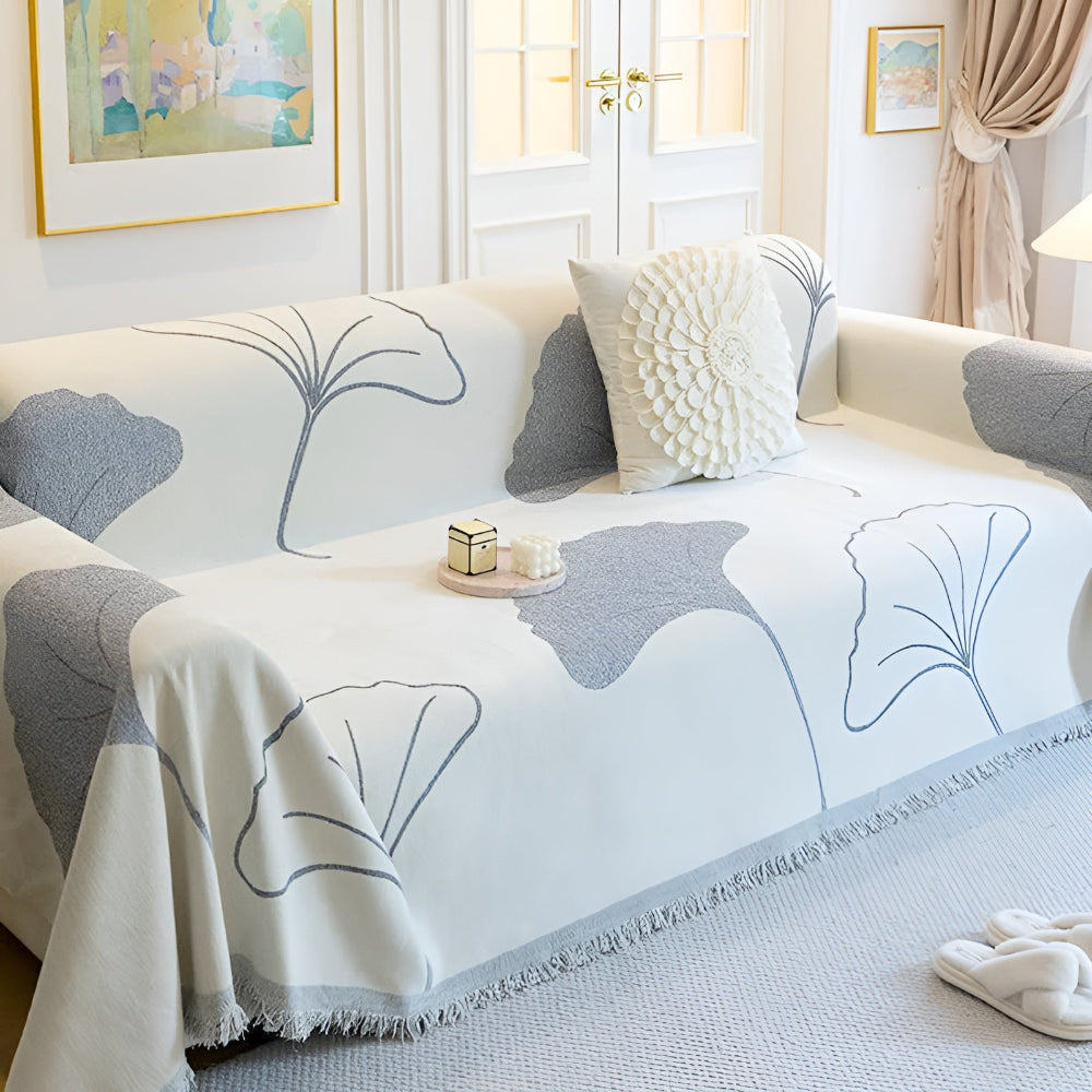 Sofa Cover Chenille Ginkgo Leaf Machine Washable
