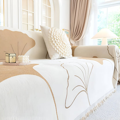 Sofa Cover Chenille Ginkgo Leaf Machine Washable