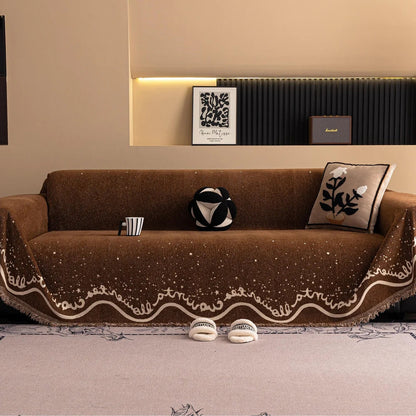 Sofa Cover Chenille Glittering Cursive Machine Washable