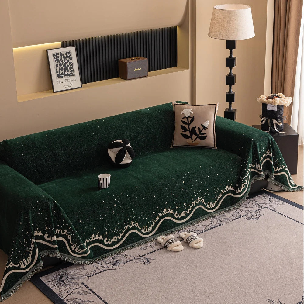 Sofa Cover Chenille Glittering Cursive Machine Washable