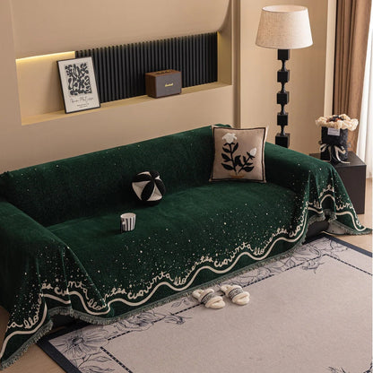 Sofa Cover Chenille Glittering Cursive Machine Washable