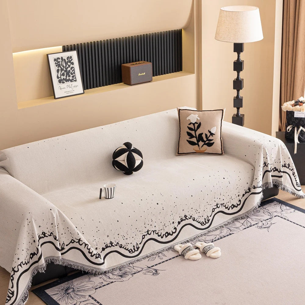 Sofa Cover Chenille Glittering Cursive Machine Washable