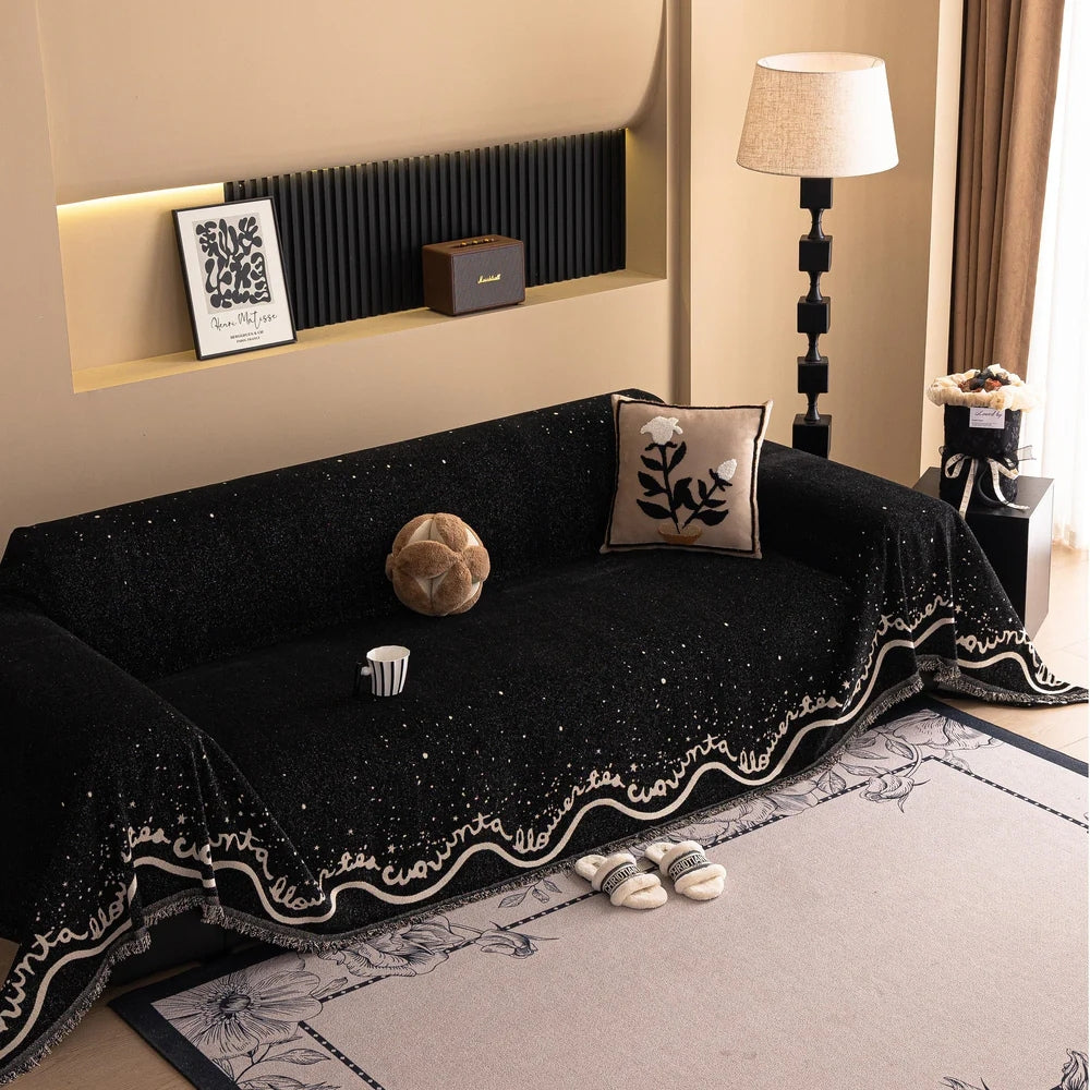 Sofa Cover Chenille Glittering Cursive Machine Washable