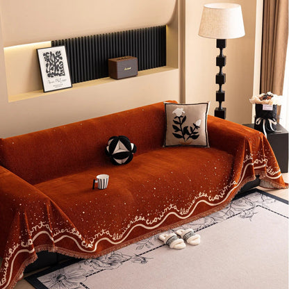 Sofa Cover Chenille Glittering Cursive Machine Washable