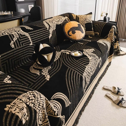 Sofa Cover Chenille Horse Pattern Machine Washable & Anti-Slip