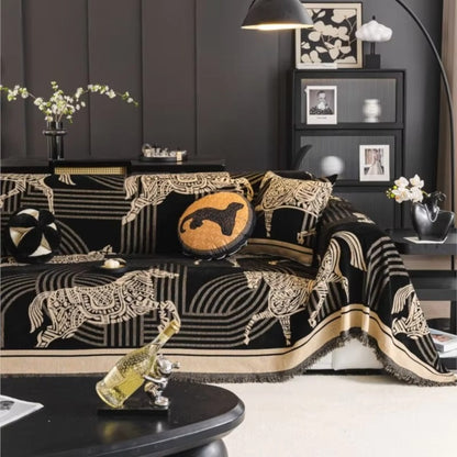 Sofa Cover Chenille Horse Pattern Machine Washable & Anti-Slip