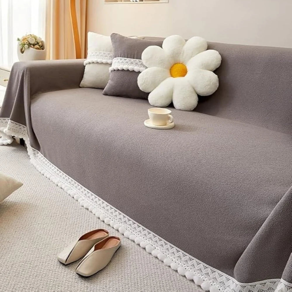 Sofa Cover Chenille Lace Edge Non-Slip & Machine Washable