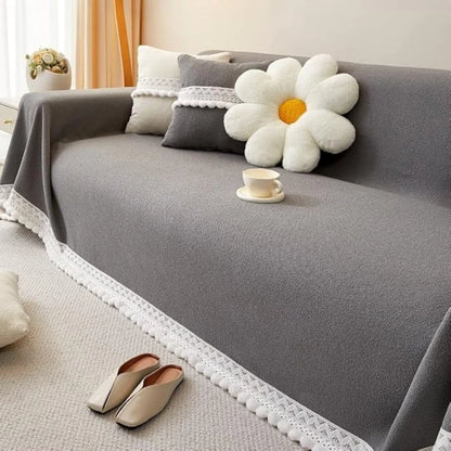 Sofa Cover Chenille Lace Edge Non-Slip & Machine Washable
