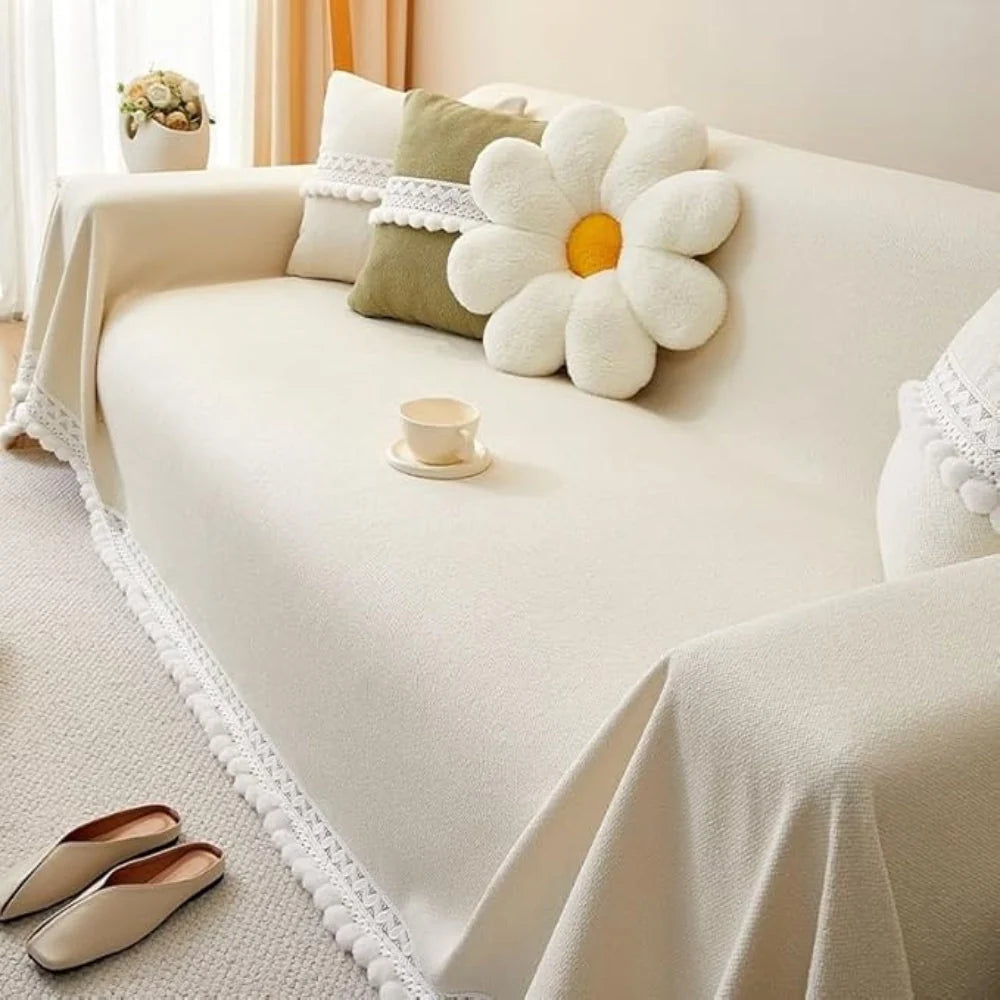 Sofa Cover Chenille Lace Edge Non-Slip & Machine Washable