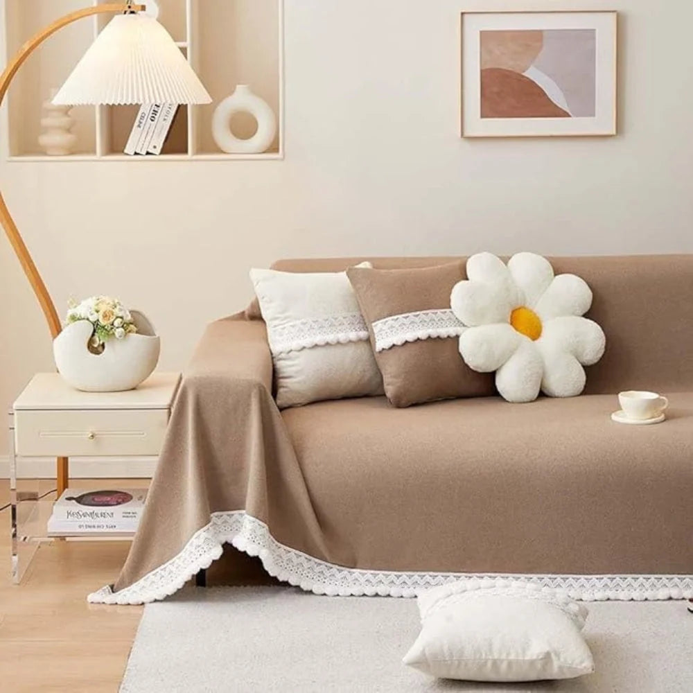 Sofa Cover Chenille Lace Edge Non-Slip & Machine Washable