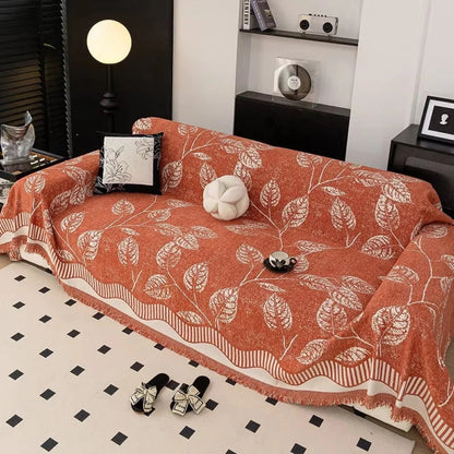 Sofa Cover Chenille Leaf Pattern Anti-Slip & Machine Washable