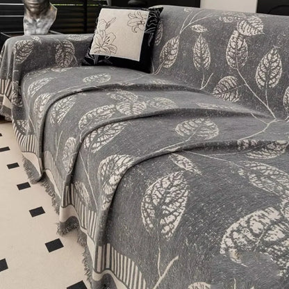 Sofa Cover Chenille Leaf Pattern Anti-Slip & Machine Washable