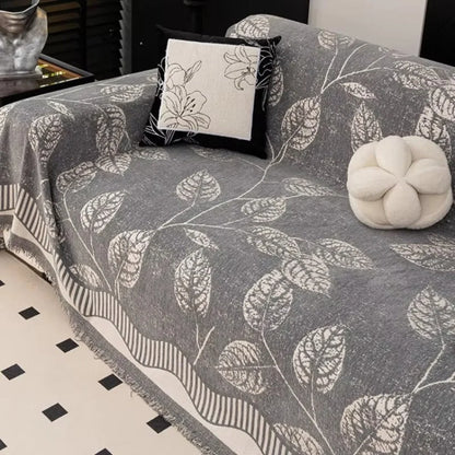 Sofa Cover Chenille Leaf Pattern Anti-Slip & Machine Washable