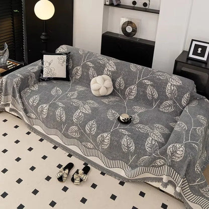 Sofa Cover Chenille Leaf Pattern Anti-Slip & Machine Washable